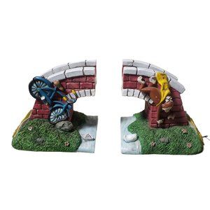 Curious George Book Ends - 1997 Vandor "Bicycle & Bridge" from Collection as is